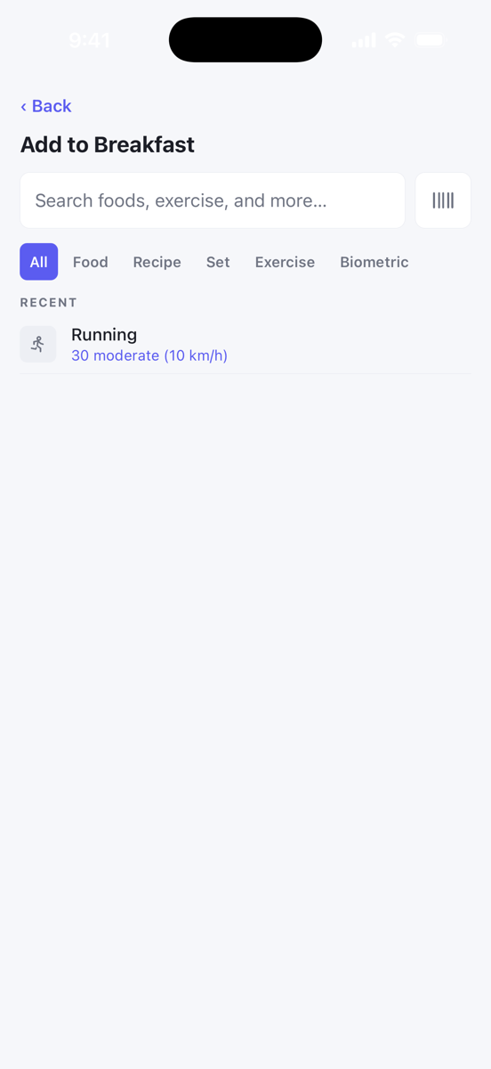 The search screen with the barcode button beside the search box
